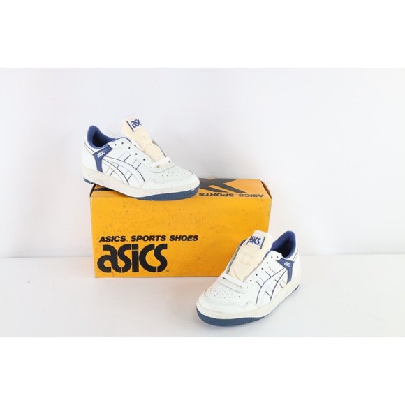 NOS Vintage 90s Asics Mens 6.5 Spell Out Outrage Lo Sneakers Shoes White Blue main image 5